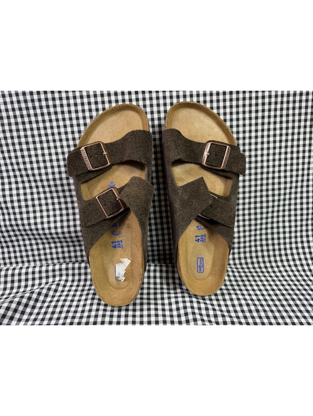 Birkenstock Arizona Suede Soft Footbed Brown Olive Sandals EU 41 Womens 10